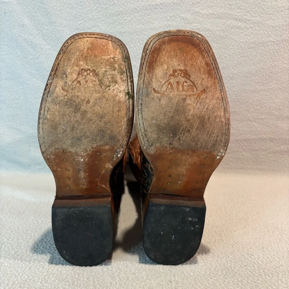 Kids Western Embroidered Boots - Brown and Black